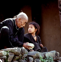 A child with grandpa.