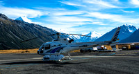 Mount Cook Airport for helicopter flight along the heavily glaciated Main Divide to Mount Cook