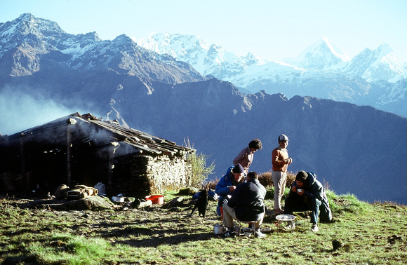 Breakfast in the Langtang region, Himalaya
