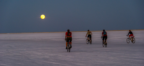 Biking in full moon at Bonneville Salt Flats 9/30/12